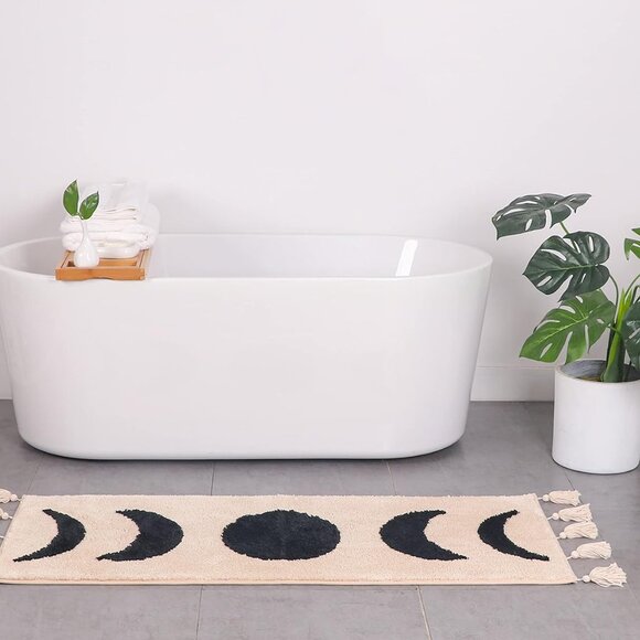 Boho Moon Phases Runner Rug Bathroom Mat Witchy black Decor accent rugs NEW - Picture 4 of 7